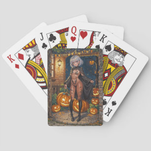 Trick or Treater, dappere Halloween kostuum meisje Pokerkaarten