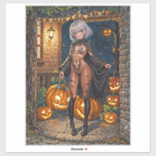 Trick or Treater, dappere Halloween kostuum meisje Sticker