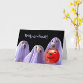 Trick-or-Treating Ghost Dogs Halloween Kaart (Gele Bloem)