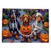 Trick-or-Treating honden tijdens Halloween Groot Cadeauzakje (Achterkant)