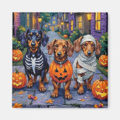 Trick-or-Treating honden tijdens Halloween Magneet (Voorkant)