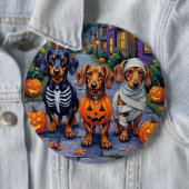 Trick-or-Treating honden tijdens Halloween Ronde Button 6,0 Cm (In situ)