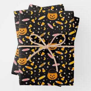 Trick or Treats Spooky Seizoen Retro Halloween Inpakpapier Vel