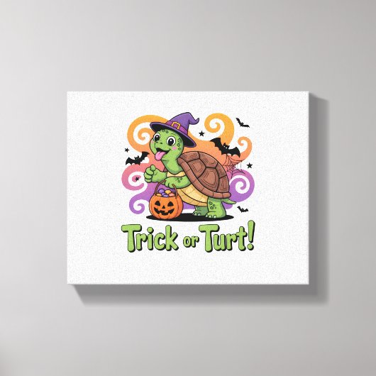 Trick or Turt Funny Turtle Halloween Canvas Afdruk (Voorkant)