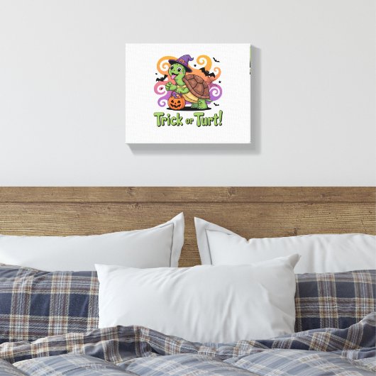 Trick or Turt Funny Turtle Halloween Canvas Afdruk (Insitu (Slaapkamer))