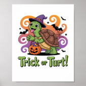 Trick or Turt Funny Turtle Halloween Poster (Voorkant)