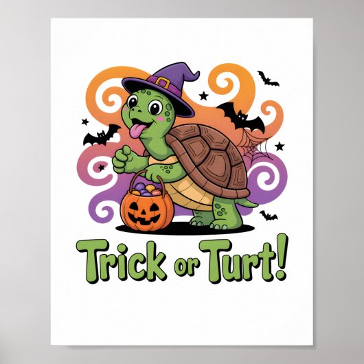Trick or Turt Funny Turtle Halloween Poster (Voorkant)