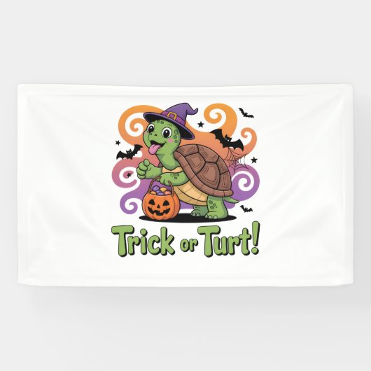 Trick or Turt Funny Turtle Halloween Spandoek (Horizontaal)
