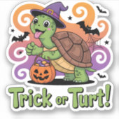 Trick or Turt Funny Turtle Halloween Sticker (Voorkant)