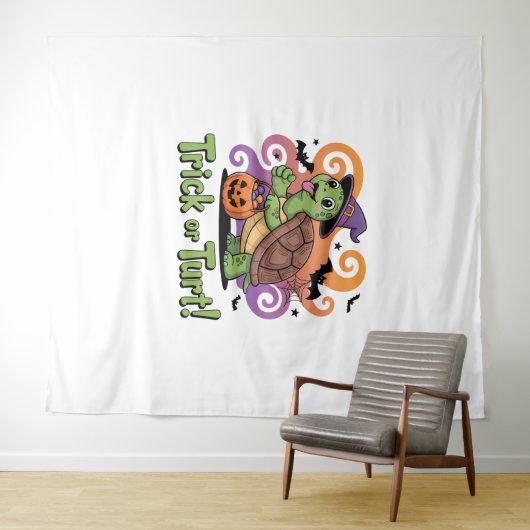 Trick or Turt Funny Turtle Halloween Wandkleed (In Situ (horizontaal))