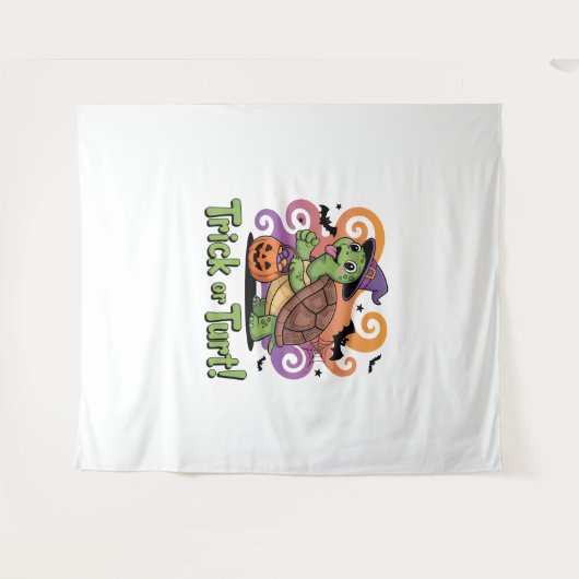 Trick or Turt Funny Turtle Halloween Wandkleed (Voorkant (horizontaal))