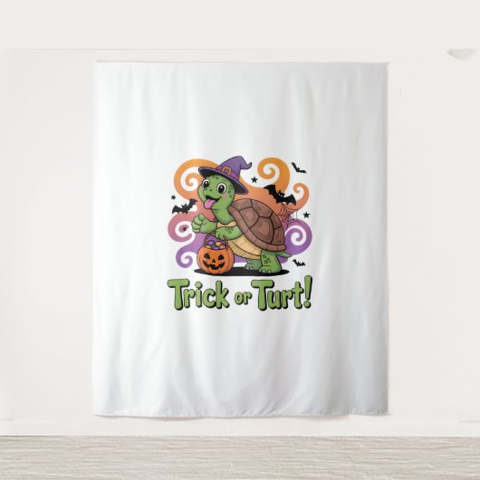 Trick or Turt Funny Turtle Halloween Wandkleed (Voorkant)