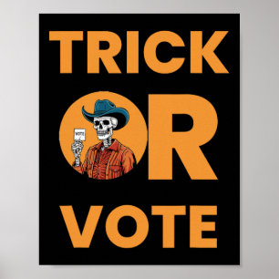 Trick or Vote Halloween Verkiezing Vintage Cowboy Poster