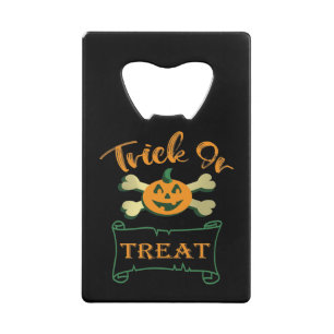 Trick ors treat kruising Halloween pomkin Kredietkaart Flessenopener