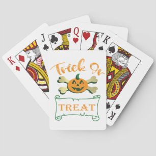 Trick ors treat kruising Halloween pomkin Pokerkaarten