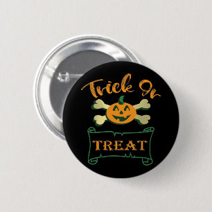 Trick ors treat kruising Halloween pomkin Ronde Button 5,7 Cm