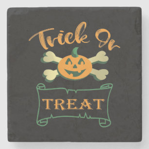 Trick ors treat kruising Halloween pomkin Stenen Onderzetter