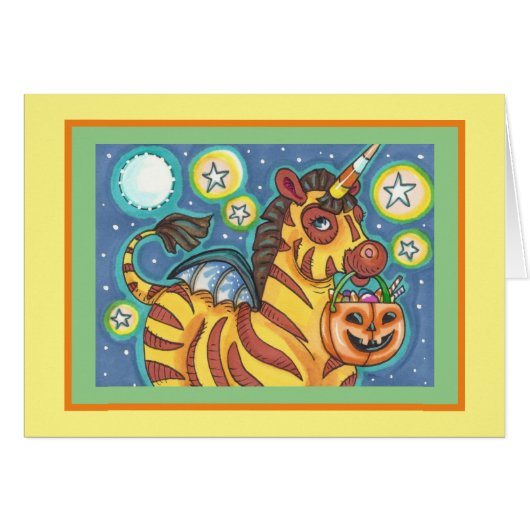 TRICK OU TRAITEMENT BAT WING ZEBRA, CARTE HALLOWEE (Devant Horizontal)