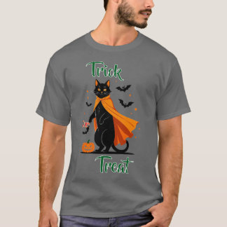 Trick ou traitement Chat noir Halloween T-shirt