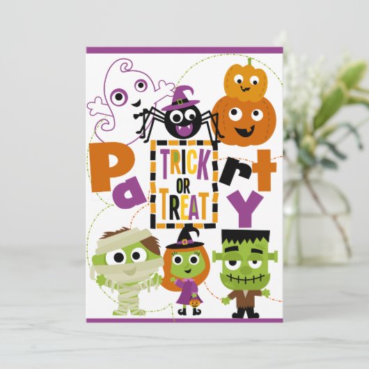 Trick ou traitement Invitation de fête d'Halloween (Debout devant)