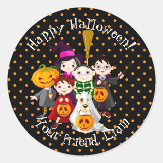 Trick ou Traitements Halloween Étiquette rond clas