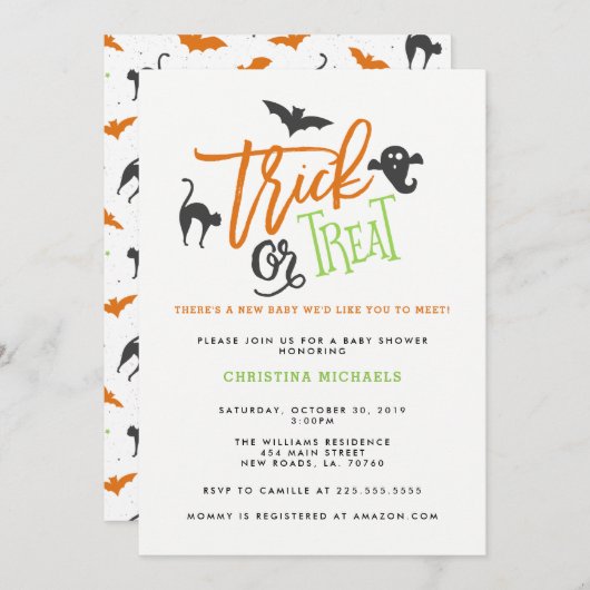 Trick ou traiter Baby Shower Invitations (Devant / Derrière)