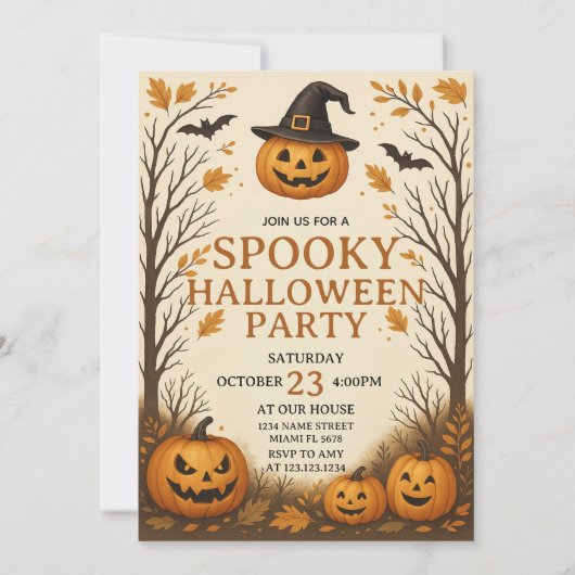 Trick ou traiter Éffrayant Halloween Invitation de (Devant)