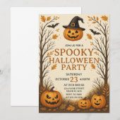 Trick ou traiter Éffrayant Halloween Invitation de (Devant / Derrière)