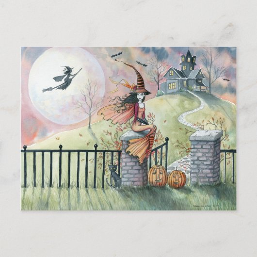 Trick ou traiter Halloween Carte postale Chat sorc (Devant)