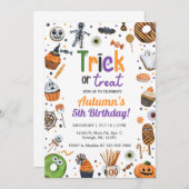 Trick ou traiter Halloween invitation d'anniversai (Devant / Derrière)