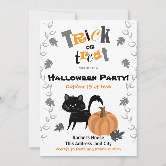 Trick ou traiter les invitations de fête d'Hallowe (Devant)