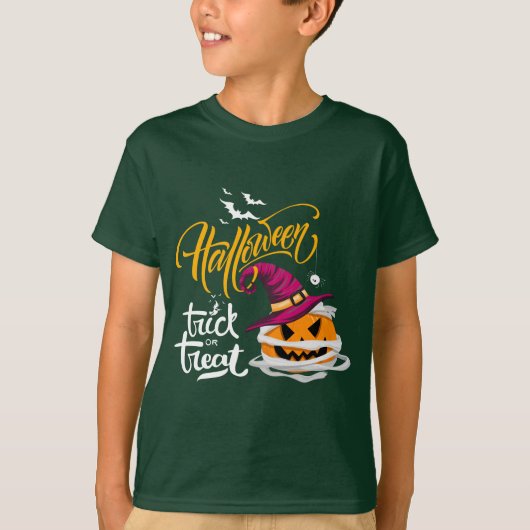 Trick Ou Treat Citrouille Halloween T-shirt (Devant)