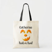 Trick Ou Treat Jack-o-lantern Avec Nom Sac fourre- (Devant)