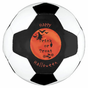 Trick ou Treat with Witch & Bats on Orange Moon