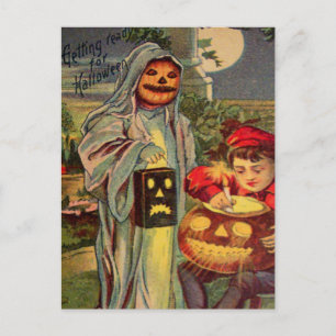 Trick R' Treat Geest Jack O Lantern Pompoen Briefkaart