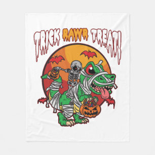 Trick Rawr Treat Spooky Halloween Dinosaur Fleece Deken