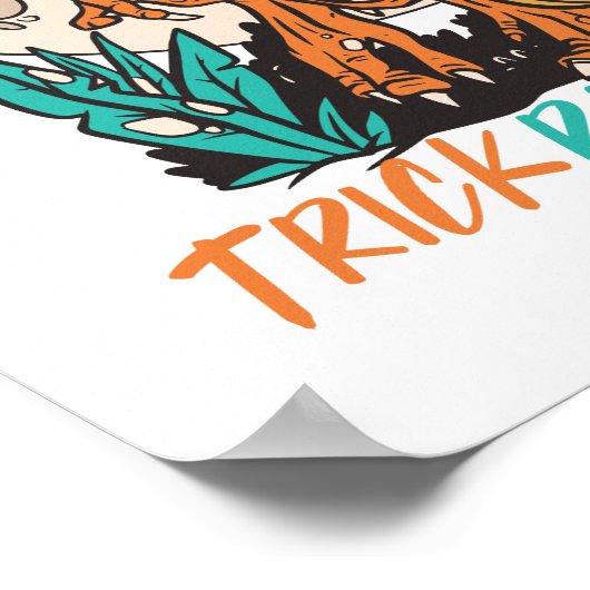 Trick Rawr Treat T Rex Dinosaur Skeleton Halloween Poster (Hoek)