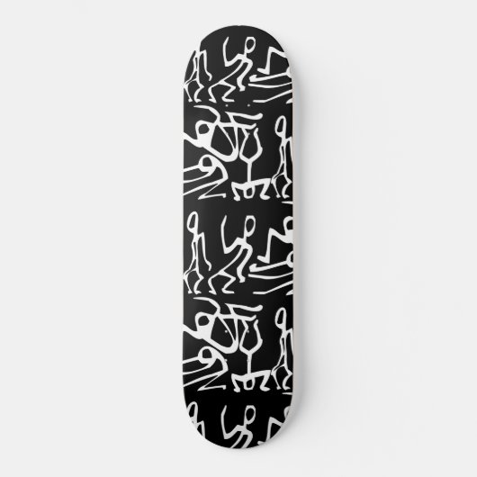 Tricks Stunts Stickmen Black White Skateboard (Voorkant)