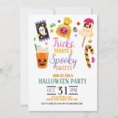 Tricks Traite Halloween Sweets Invitations Party (Devant)