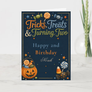 Tricks, Treats & Tweede Verjaardag Verjaardagskaar Kaart