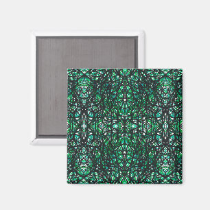 Trickster Groen Zwart Abstract India Inskunst Magneet