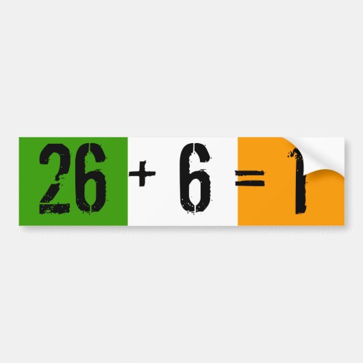 Tricolor, 26 + 6 = 1 bumpersticker (Voorkant)