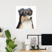 Tricolor Australian Shepherd Poster (Thuiskantoor)