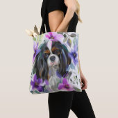 Tricolor cavalier dog art canvas tas (Dichtbij)