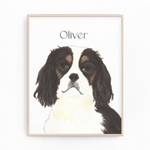 Tricolor Cavalier King Charles Spaniel Foto Afdruk