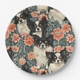 Tricolor Chihuahuas William Morris Style Floral Papieren Bordje