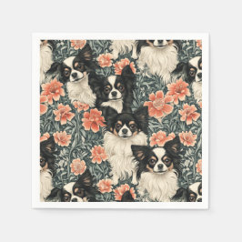Tricolor Chihuahuas William Morris Style Floral Servet