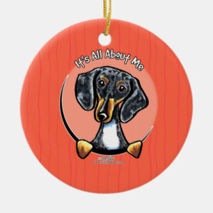 Tricolor Dapple Dachshund IAAM Keramisch Ornament