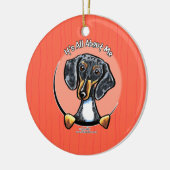 Tricolor Dapple Dachshund IAAM Keramisch Ornament (Links)