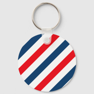 Tricolor Diagonal Stripes (blauw, wit en rood) Sleutelhanger